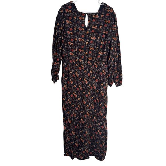 Lane Bryant Plus Size Floral Long Sleeve Tie Waist Dress - Picture 2 of 5